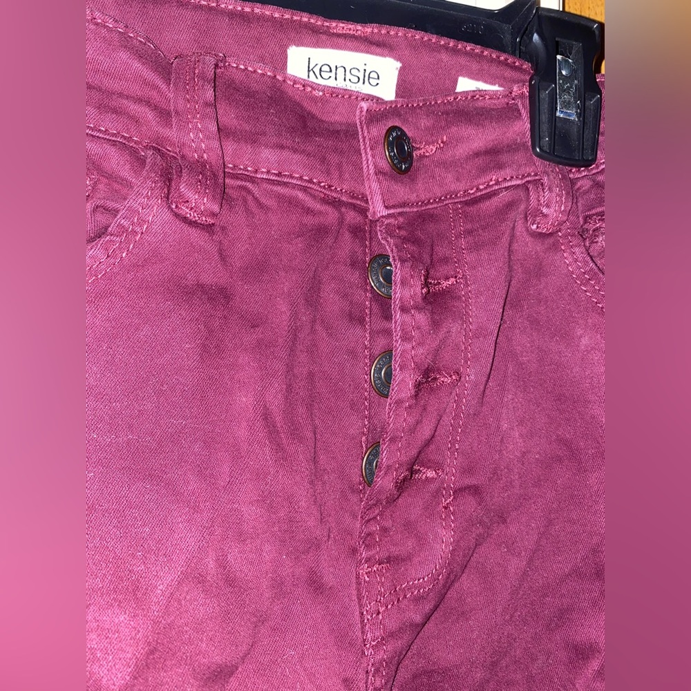 Burgundy skinny jeans!